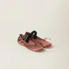 Miu Miu Dark Pink Satin Ballerinas In Cocoa Brown