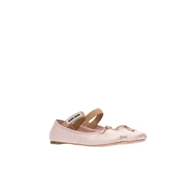 Miu Miu Satin Ballerinas In Pink
