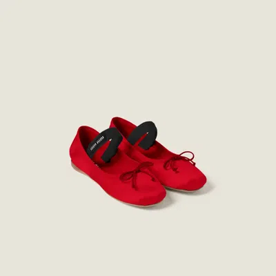 Miu Miu Satin Ballerinas In Red