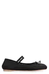 Miu Miu Satin Ballerinas With Elastic Band In Black