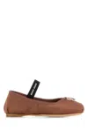 Miu Miu Satin Ballerinas In Brown