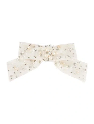 Pre-owned Miu Miu Satin Beaded Bow Hair Clip In Neutral