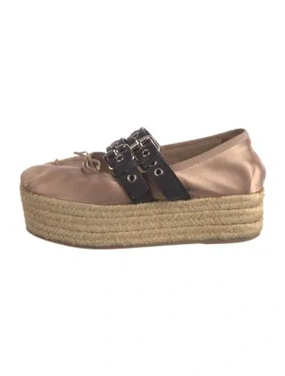 Pre-owned Miu Miu Satin Bow Accents Espadrilles In Black/pink