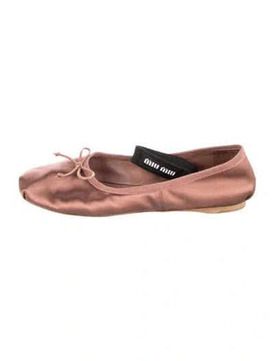 Pre-owned Miu Miu Satin Bow Accents Mary Jane Flats In Pink