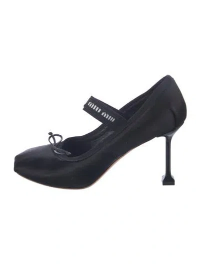 Pre-owned Miu Miu Satin Bow Accents Pumps In Blue