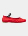 Miu Miu Satin Ballet Flats In Rosso