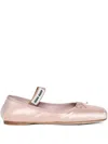 Miu Miu Satin Bow-embellished Ballet Flats In Pink