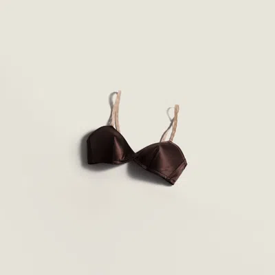 Miu Miu Satin Bra In Brown