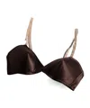 Miu Miu Satin Triangle Bra Adjustable Straps In Brown