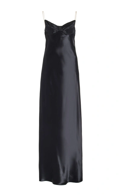 Miu Miu Satin Bustier Maxi Dress In Black