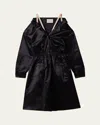 Miu Miu Elastic-waist Satin Dress In Black
