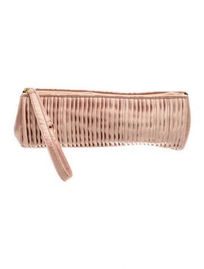Pre-owned Miu Miu Satin Clutch In Pink