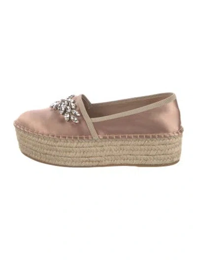 Pre-owned Miu Miu Satin Colorblock Pattern Espadrilles In Neutral