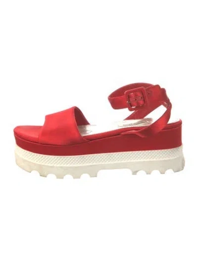 Pre-owned Miu Miu Satin Colorblock Pattern Mules In Red