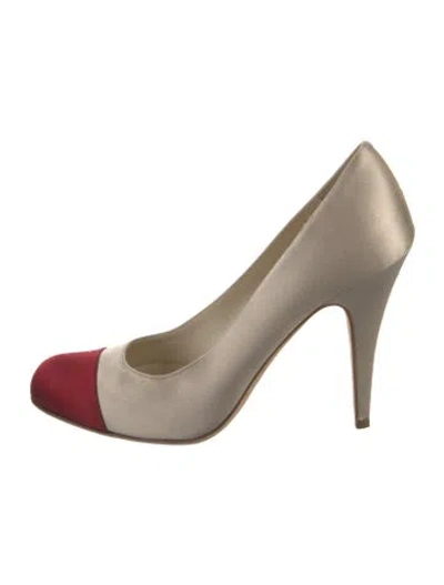 Pre-owned Miu Miu Satin Colorblock Pattern Pumps In Neutral