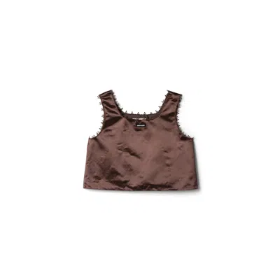 Miu Miu Satin Crop Top In Brown