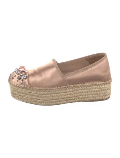Pre-owned Miu Miu Satin Crystal Embellishments Pumps In Pink