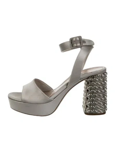 Pre-owned Miu Miu Satin Crystal Embellishments Sandals In Neutral