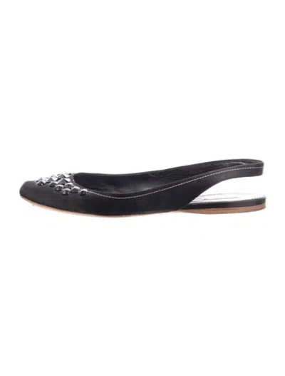 Pre-owned Miu Miu Satin Crystal Embellishments Slingback Flats In Multi