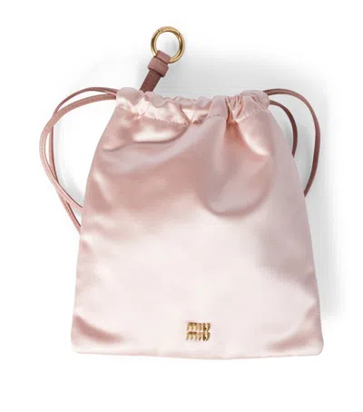 Miu Miu Satin Drawstring Pouch In Pink