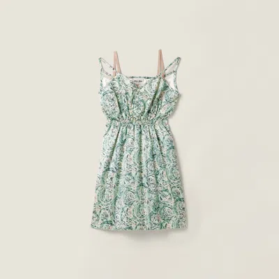 Miu Miu Satin Dress In Green