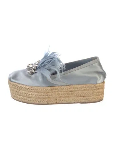 Pre-owned Miu Miu Satin Espadrilles In Blue