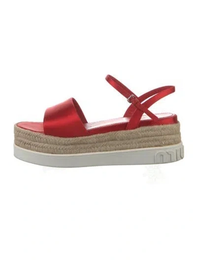 Pre-owned Miu Miu Satin Espadrilles In Red