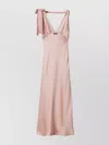 Miu Miu Satin Reverse Bow Draped Maxi Dress In Pink