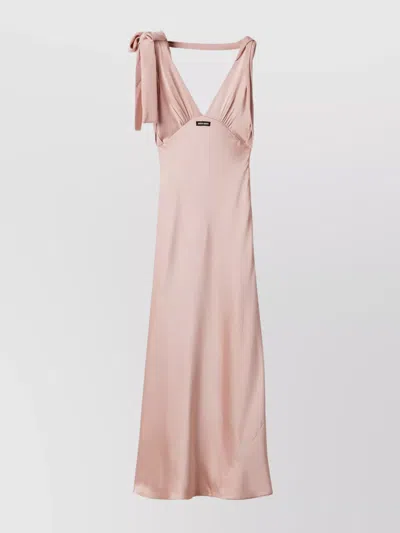 MIU MIU SATIN FLARED DRESS V-NECKLINE