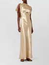 Miu Miu Satin Floor Length Dress With Open Back In Gold