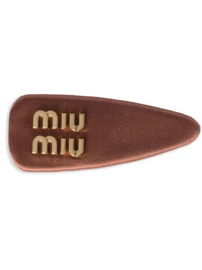 Miu Miu Satin Hair Clip In Brown