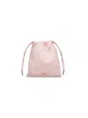Miu Miu Logo Plaque Satin Pouch Bag In Pink