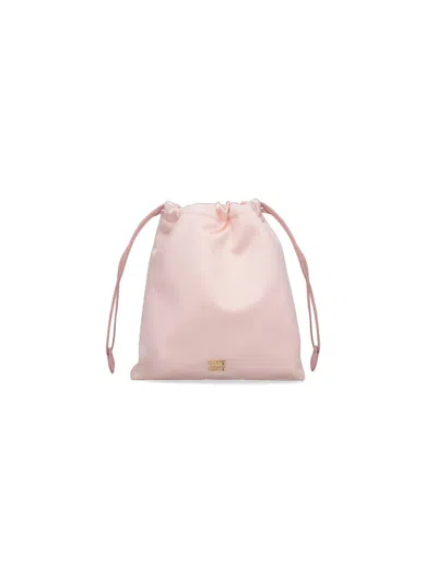 Miu Miu Satin Logo Pouch In Pink