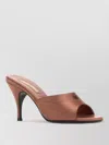 Miu Miu Satin Peep Toe Stiletto Heel Mules In Brown