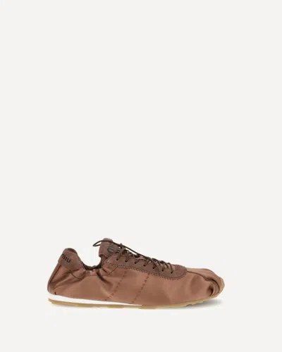 Miu Miu Brown Viscose Low Top Sneakers In Multi