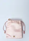Miu Miu Logo Plaque Satin Pouch Bag In Pink