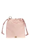 Miu Miu Logo Plaque Satin Pouch Bag In Pink