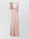 Miu Miu Satin Reverse Bow Draped Maxi Dress In Pink