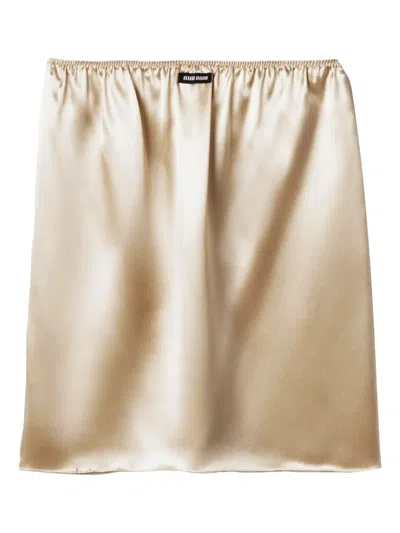 Miu Miu Satin Skirt In White