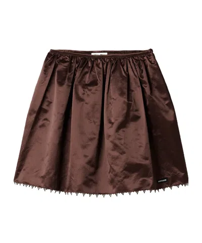 Miu Miu Satin Skirt In Brown