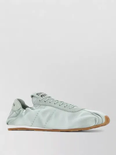 Miu Miu Satin Sneakers Rubber Sole Design In Blue