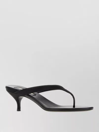 Miu Miu Satin Thong Sandals Open Toe Kitten Heel In Black