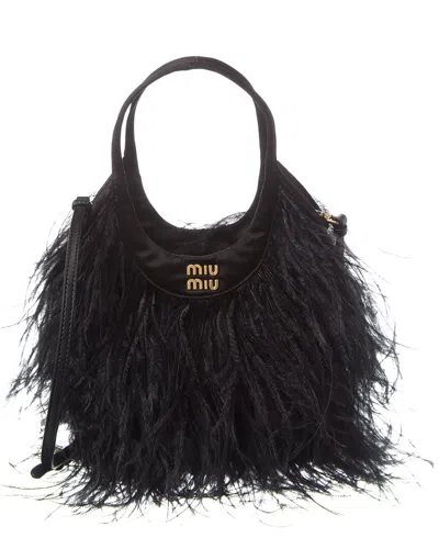 Miu Miu Satin Tote In Black