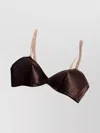 Miu Miu Satin Triangle Bra Adjustable Straps In Brown