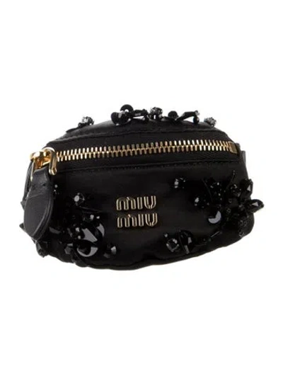 Pre-owned Miu Miu Satin Wallet In Black