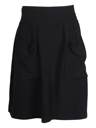 Pre-owned Miu Miu Scallop-pocket Mini Skirt In Blue