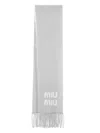 Miu Miu Logo Jacquard Mohair Scarf In Gray