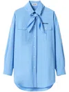 Miu Miu Long-sleeved Poplin Shirt With Scouts Scarf In Blue