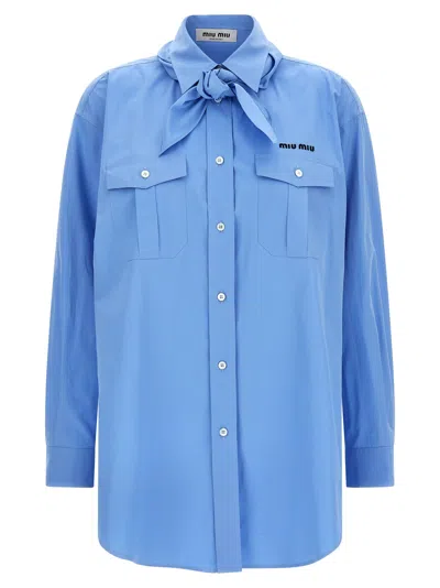 Miu Miu Scarf Shirt Shirt And Blouse Light Blue