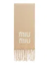 Miu Miu Scarf With Logo In Nude